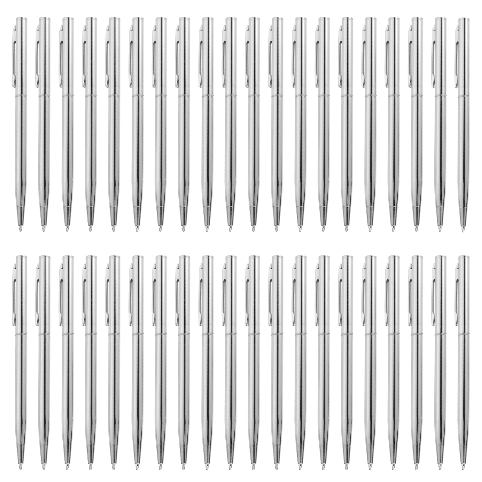 

PATIKIL Ballpoint Pen 100 Drawer Metal Black Ink Stamping Writing Silver Tone for Weddings and Offices Wholesale, Pens,