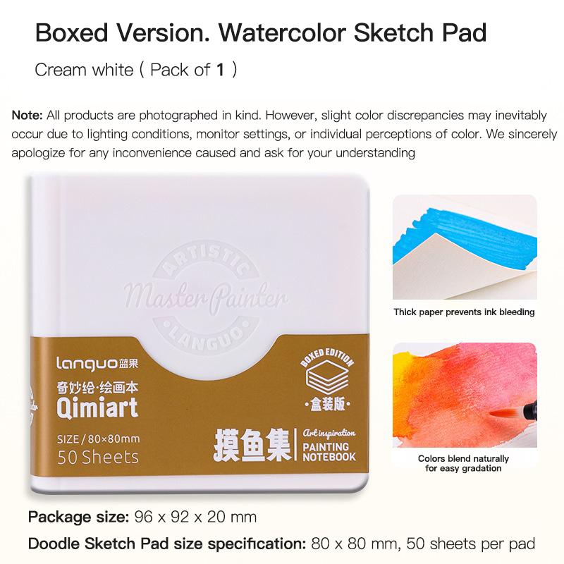 Mini Drawing Books 50Sheets Languo Square Watercolor Sketchbook Thick Paper Drawing Painting Paper Work Relaxation Art Supplies