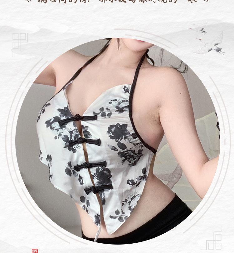 New Women's Sexy See-through Retro Halter Neck Bodycon Cheongsam Skirt Lingerie