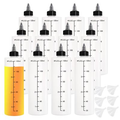 Set of 12 120ml Plastic Dropper for Plastic Model Small Dropper Paint Liquid for and Includes 6 Funnels Bottles, Translucent, Graduated, Paints,
