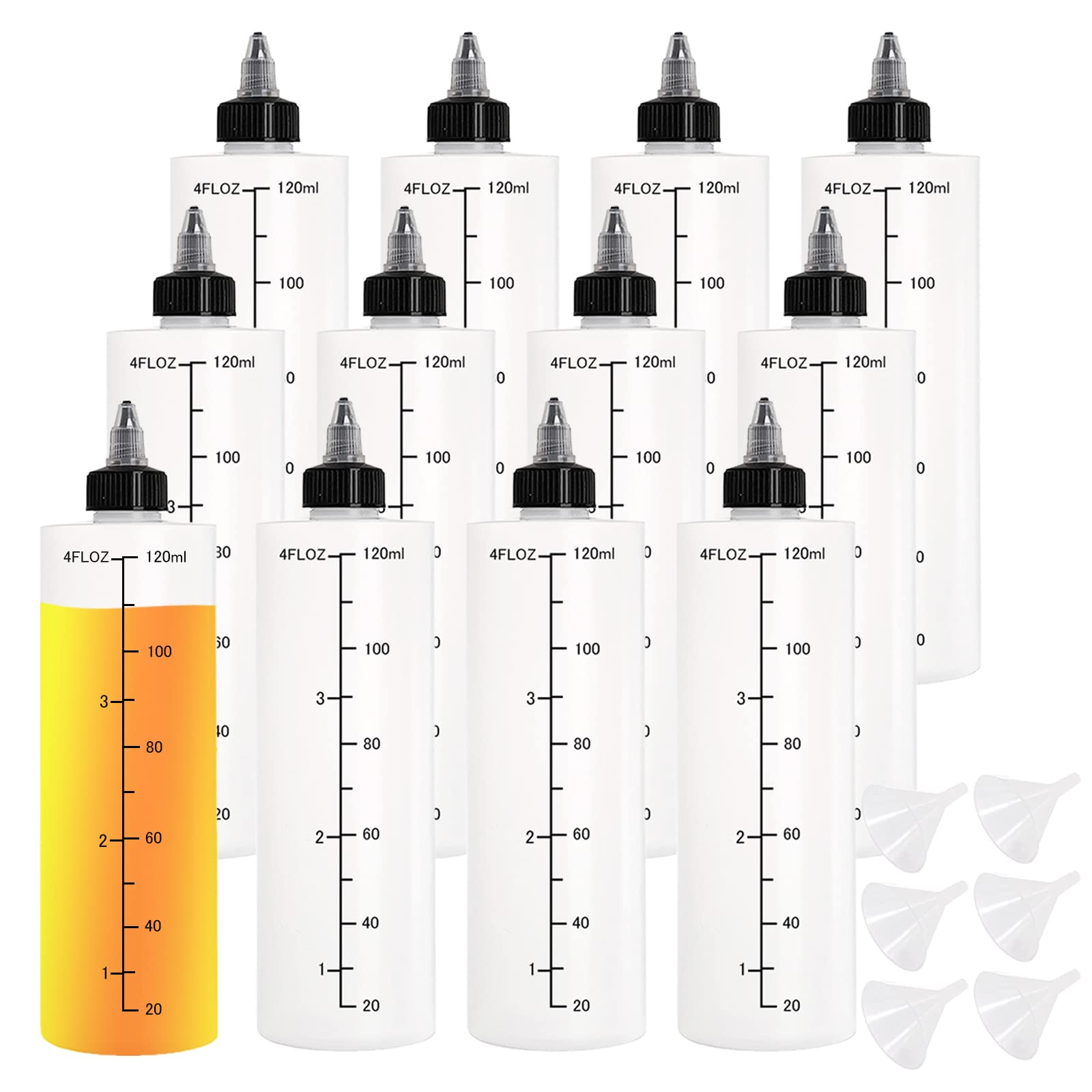 

Set of 12 120ml Plastic Dropper for Plastic Model Small Dropper Paint Liquid for and Includes 6 Funnels Bottles, Translucent, Graduated, Paints,