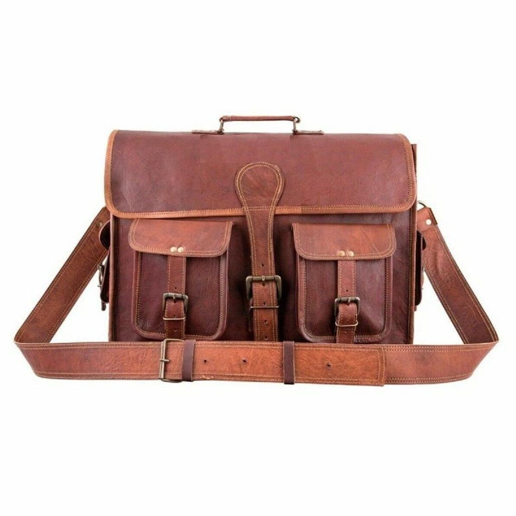 Leather Satchel Messenger Laptop Briefcase Bag Shoulder Men's