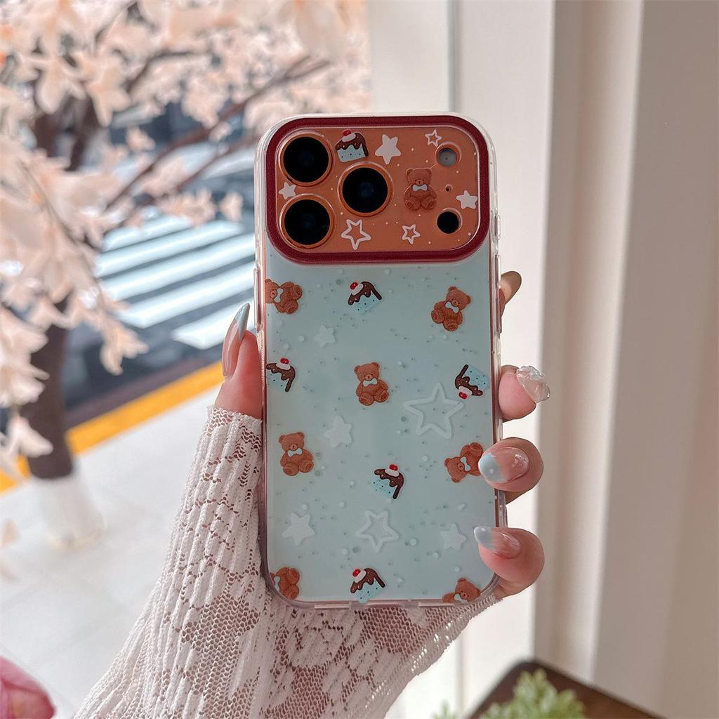 Cartoon Bear Anti-Drop Phone Case for iPhone 14/13/15/16/17 Pro Max