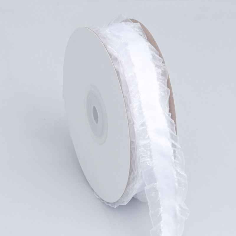 Romantic Solid Color Polyester and Cotton Splicing Soft Skirt Ribbon DIY Bow Hair Braiding Hair Ornaments Wedding Handmade Gift Decorative Ribbon