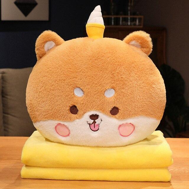 Plyšový ohřívač rukou s kresleným zvířetem, roztomilý králík, kočka, medvěd, shiba inu, pes, hračky Peluche, plněné měkké polštáře na pohovku