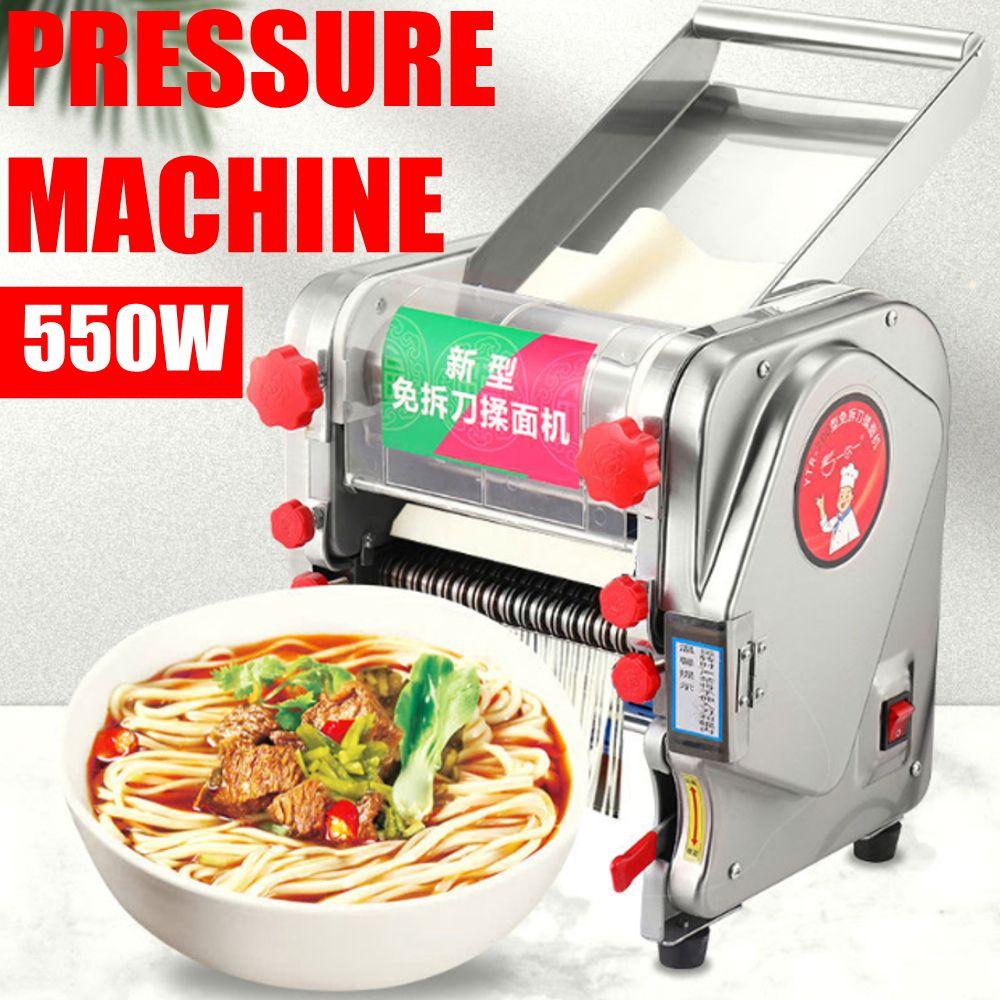 550W Electric Noodles Machine 220V 0.1-6mm Thickness Adjustable Automatic Stainless Steel Dumpling Skin Dough Pressing Machine