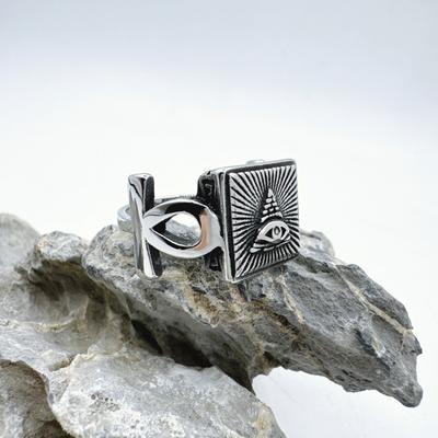 Anillo Unisex Ojo de Dios Acero Inoxidable 316L Joyería Moda Biker Anillo Ojo