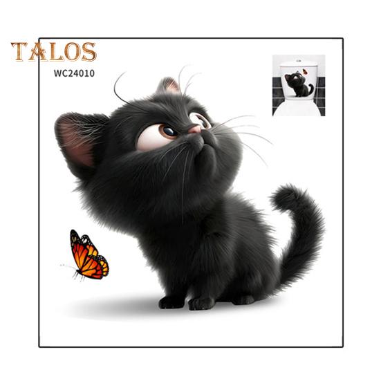 

Черная кошка бабочка наклейка на унитаз водонепроницаемая съемная самоклеящаяся ПВХ гостиная ванная комната настенное искусство мультяшный котенок украшение на крышку унитаза чёрный