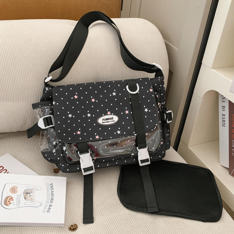 Torba listonoszka o dużej pojemności w stylu college'owym, lekka, wielofunkcyjna torba crossbody dla kobiet