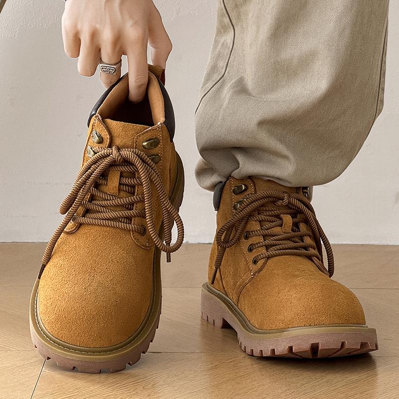 Herrenstiefel, High-Top-Stiefel, Herrenlederschuhe, Modische Wanderstiefel für Frühling und Herbst, Outdoor-Sportschuhe, Rutschfeste Stiefel