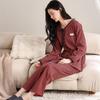 2026 Spring/Autumn Women's Pure Cotton Plaid Pajama Set: Long Sleeve Home Wear