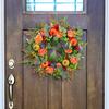 Fall Wreath for Front Door 16 Inch Autumn Artificial Wreath with Pumpkin Peony Flower for Harvest Thanksgiving Farmhouse Decor