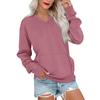 Women's Casual Fashion Solid Color V-Neck Long Sleeve Sweatshirt Lightweight Pullover With Pockets Warm Sweatshirt