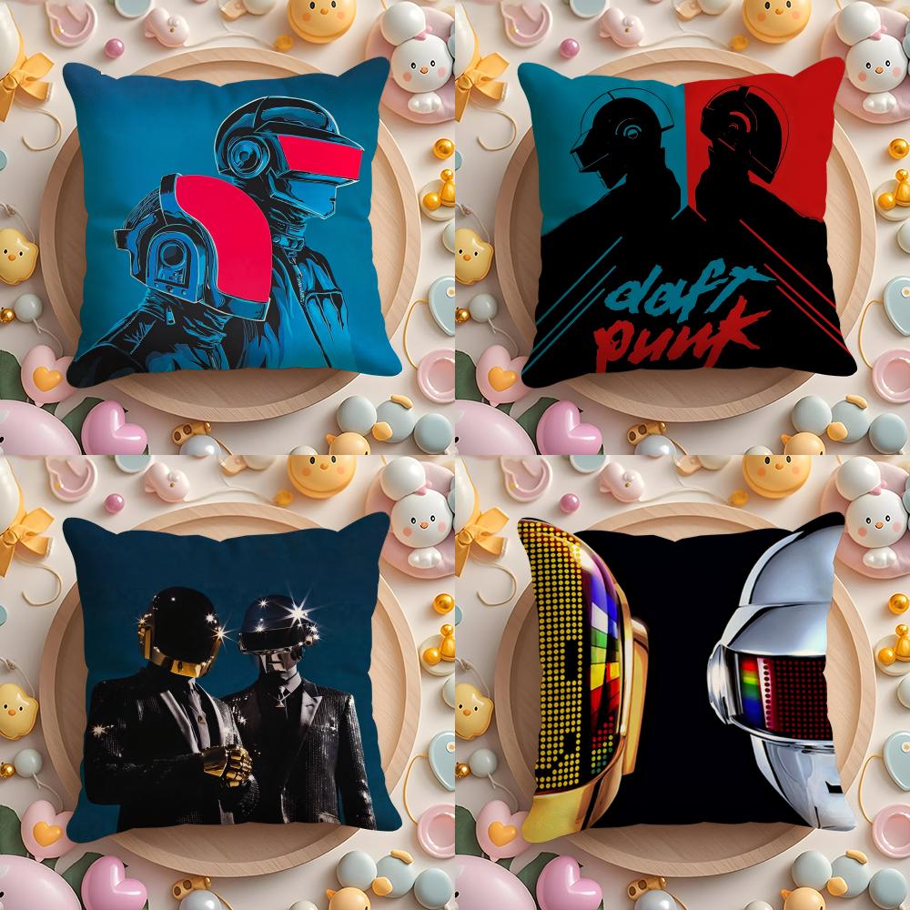 COOL DaftS PunkS Cushion Cover Home & Car Multi-Scene Pillow Cover - Reversible, Soft & Durable for Daily Use