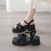 thick-soled cross-strap fairy wind sandals for women 2025 summer new thick heel outer wear one-button Roman sandals for women