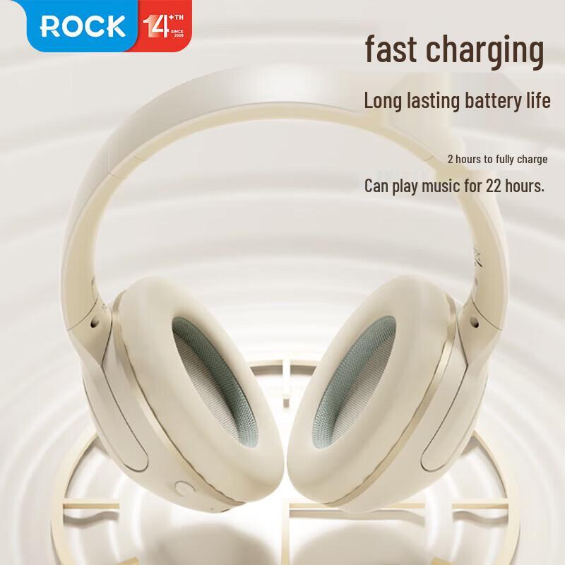 ROCK Over-Ear Bluetooth 5.2 Active Noise Cancelling Headphones