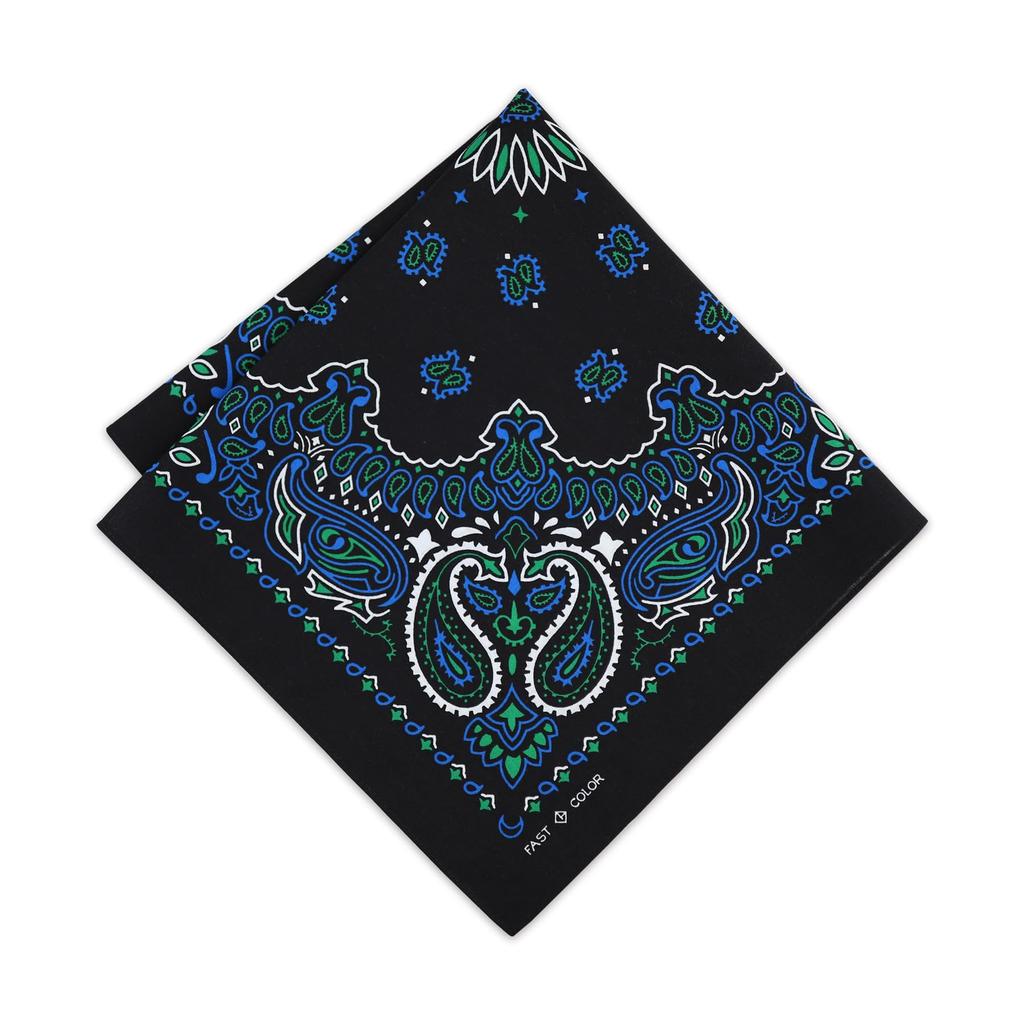 Trifong Bandana Black Bandana Adult Paisley Men's Bandana Blue Handkerchief Stylish 100% Cotton Unisex Women's 55cm x 55cm