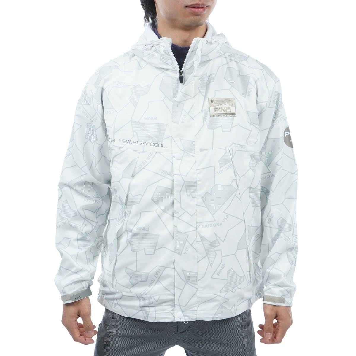 

Water Repellent 3WAY Blouson Blouson Golf L [Pin Apparel] Men s (Vest Set) / / 621-3220003 030_White (Pattern)