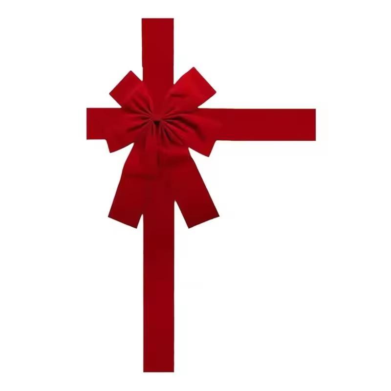 

Christmas Large Red Organza Bow Front Door Hanging Decor DIY Xmas Gift Ready Made Bow for Wedding New Year Ribbon Bow One Size красный