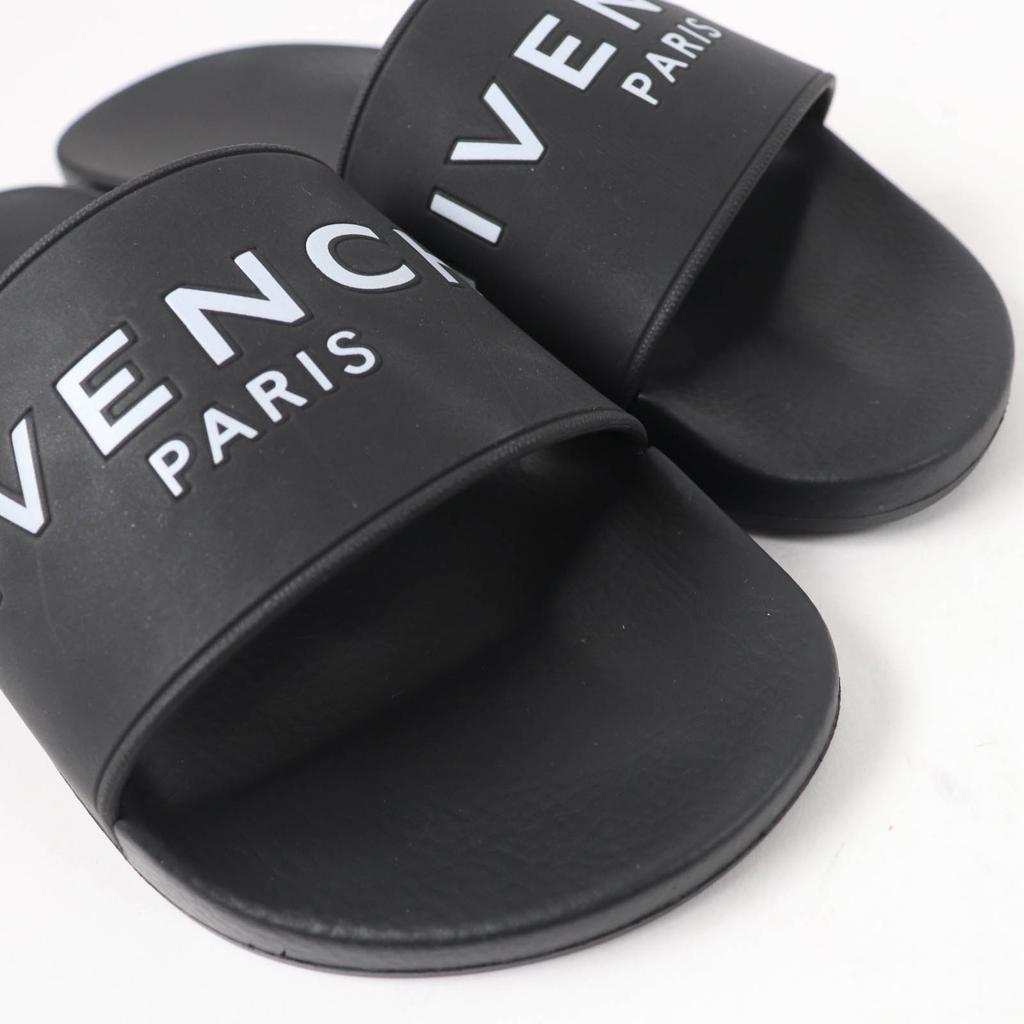 Pristine GIVENCHY Sandals Logo Design Slide Sandals Black Rubber Women 35 Used
