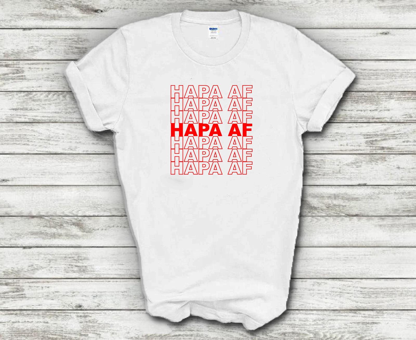 

Hapa AF Red White Half Japanese American Pride Funny Short Sleeve Cotton T-Shirt M