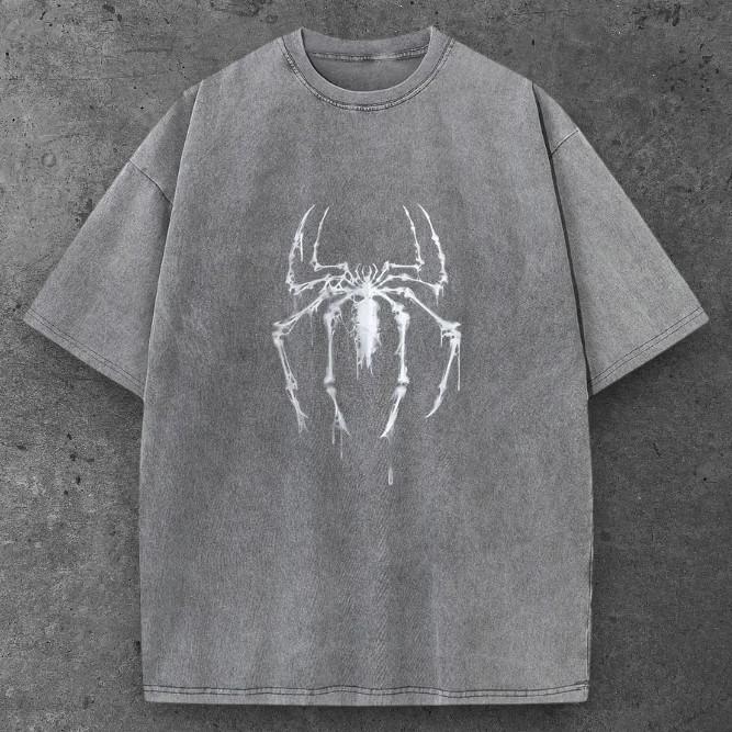 Mens Gothic Spider Graphic T Shirt Gray Y2K Streetwear S-3XL S разноцветный