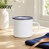 Durable Steel Water Cup Enamel Coffee Mug with Handle, Retro Style Cup, Smooth Lead Free Drinking Vessel Surface Portable for Hot Tea And Milk Outdoor