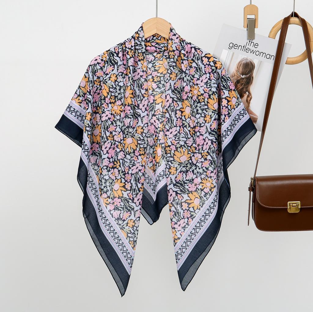 Women Floral Printed Square Scarf Hijabs Scarves For Women Muslim Shawls Malaysia Headscarf Wraps Headband Kerchief 110*110Cm