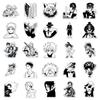 Black & White Japanese Manga Stickers - 50 Sheets for Notebooks, Phones, Waterproof Children's Creative Decoration