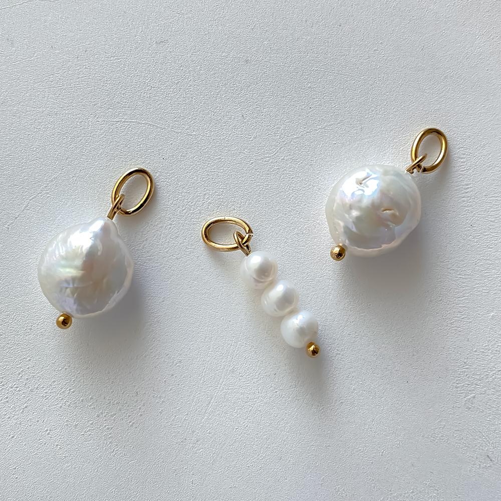 EManco Natural Cultured Freshwater Pearl Charms with Stainless Steel Jump Rings for DIY Earrings Necklace Jewelry Making