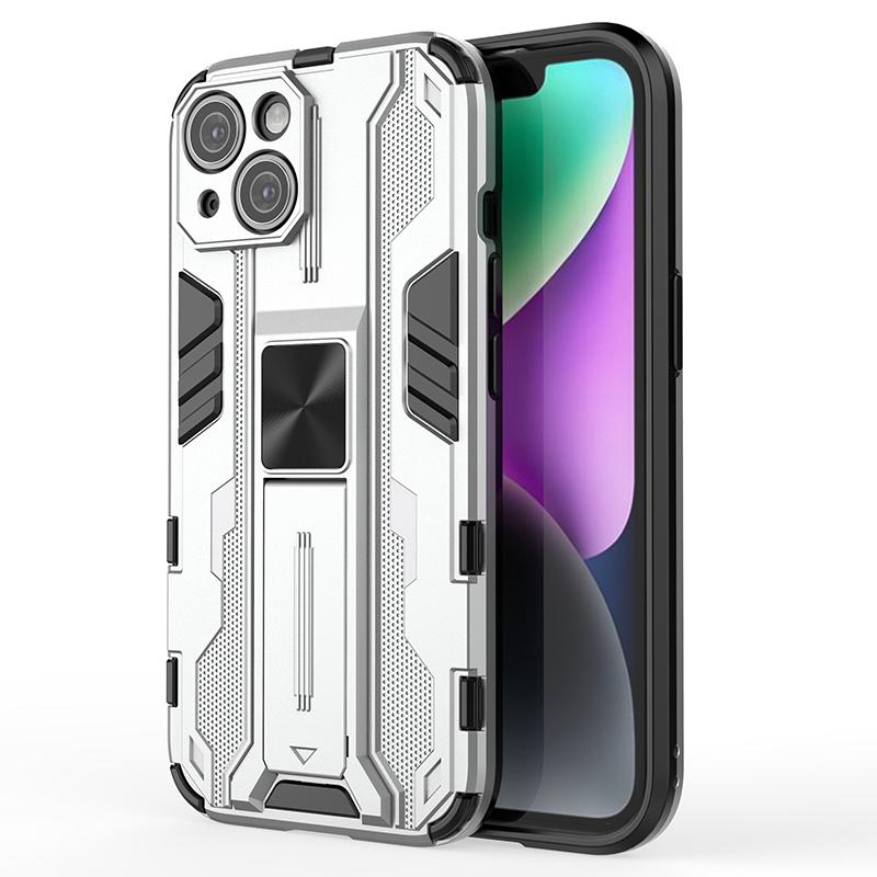 For iPhone 15 Foldable Kickstand Phone Cover PC+TPU Shockproof Protective Case