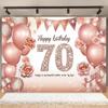 Elegante sfondo per festa di 70° compleanno - palloncini rosa e bianchi, design scintillante color rosa,