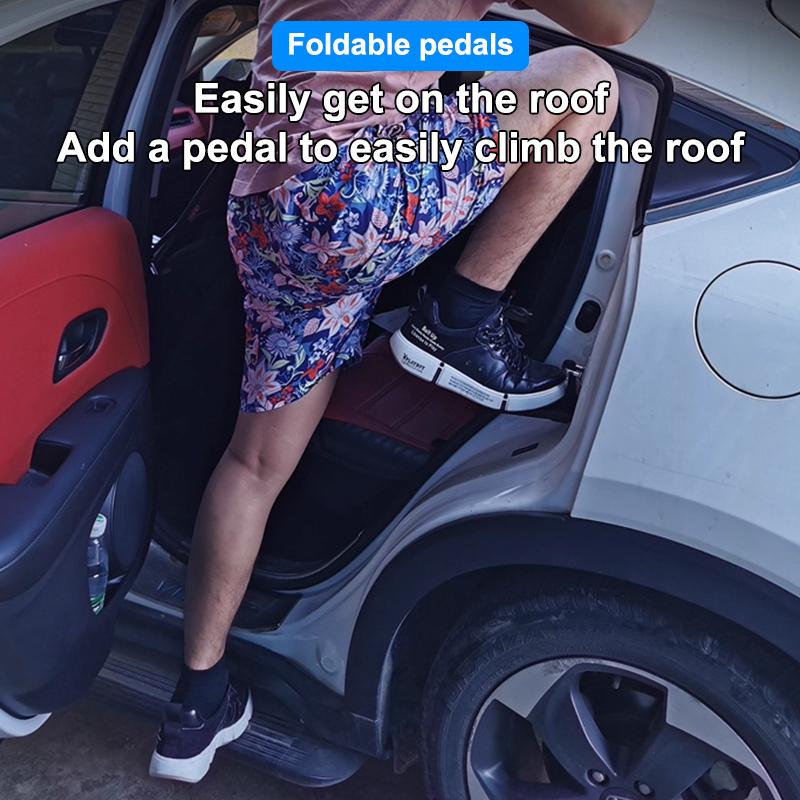 Foldable Car Door Step - Aluminum Alloy Anti-Skid Multi-Functional Step With Safety Hammer Roof Rack Hook