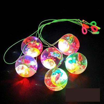 Children's Glowing Yo-Yo with String, Light-Up Ball, Elastic Ball, Crystal Ball, Bouncing Ball, Jumping Ball