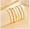 18K Real Gold Plated Bracelet Stackable for Women, Dainty Satellite Link Chain Bracelets Adjustable Minimalist Jewelry