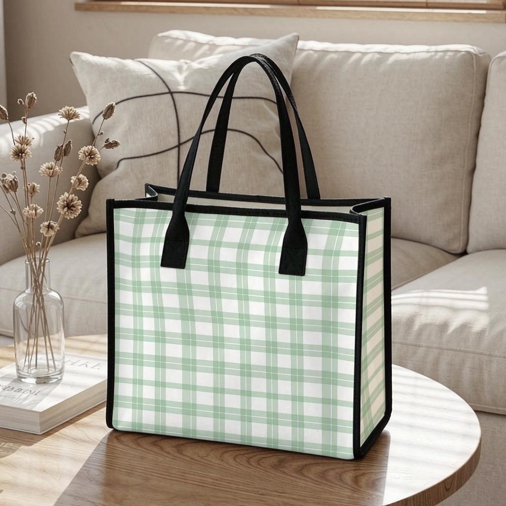 Plaid Tote Bag Large Capacity Casual Daily Shoulder Bag for Shopping Travel Work