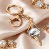 Zinc Alloy Keychain Pendant, Ballet Girl Shape Key Holder with Imitation Gemstones Rhinestones, Easy to Install Bag Charm