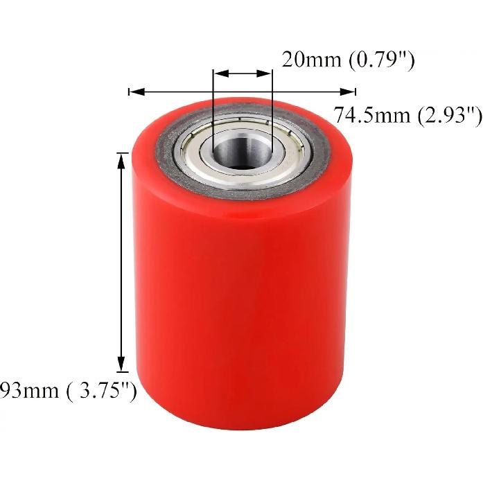 A Pair of Pallet Jack/Truck Wheels 3 X 3.75"with Pre-Installed Bearings, 20mm ID PU Tread - Includes Axles and Pins by JackCraft