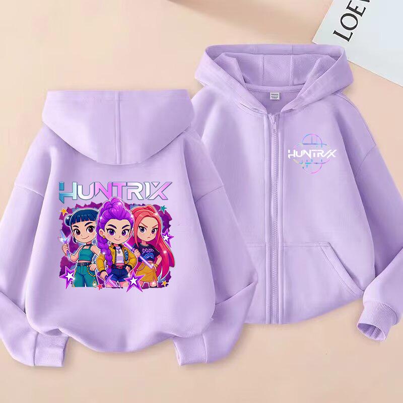 Reißverschluss Hoodie Cartoon Mädchen Mantel Mode Dünne Kleidung Lila Herbst Hoodie Jacke Kinder Anime Sweatshirt Geschenk