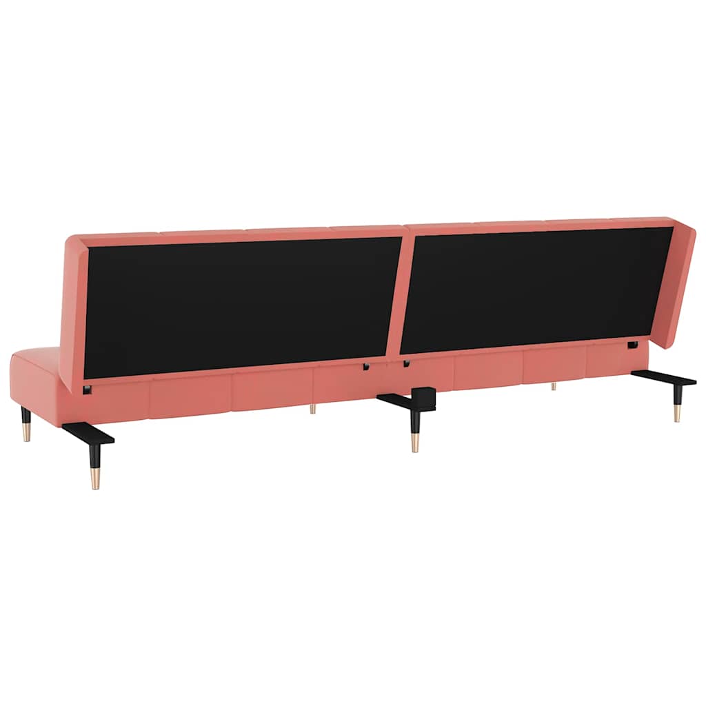 2 Seater Sofa Bed in Pink Velvet