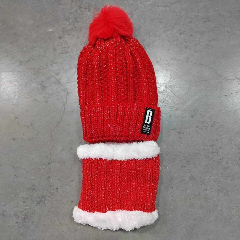 Winter Knitted Scarf Hat Set Thick Warm Skullies Beanies Hats For Women Outdoor Cycling Riding Ski Bonnet Caps Scarf