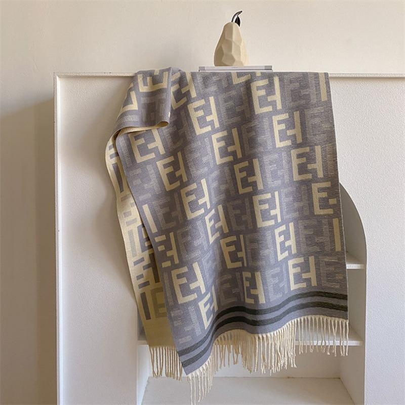 Letter scarf women's winter new versatile student couple warm imitation cashmere scarf