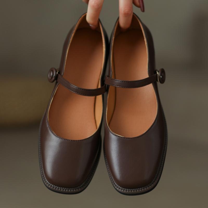 Casual Women's Low Heels Mary Jane Shoes Fashion Comfortable Straps Black Brown Walking Party Loafers Shoes Ladies 2024 Spring