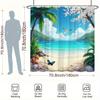1pc Tropical Beach Shower Curtain - Palm Trees, Starfish, Cherry Blossoms & Butterflies, Polyester, 70x70", 12 Hooks