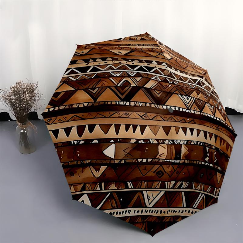 1pc Abstract Tribal Patterns Pattern Practical Umbrella, Fashionable, Personalized, High-Value Folding Umbrella, a Must-Have for Summer, 8-Rib Durable