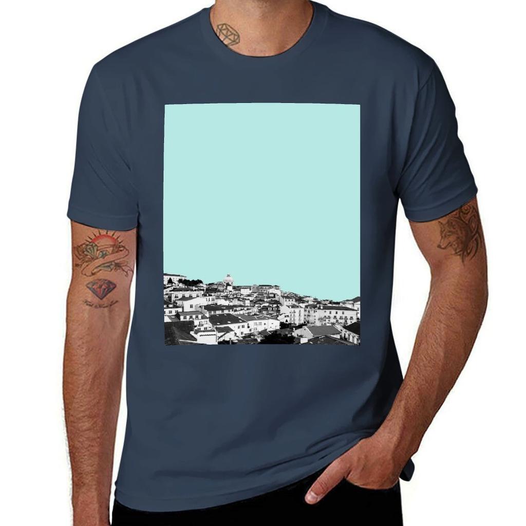 Lisbon t T-Shirt t man man cotton Turquoise shirt casual in for shirts soft