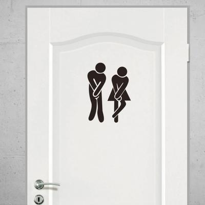 Sticker Self-Adhesive Removable Toilet Sign PVC Wall Decor for Bathroom