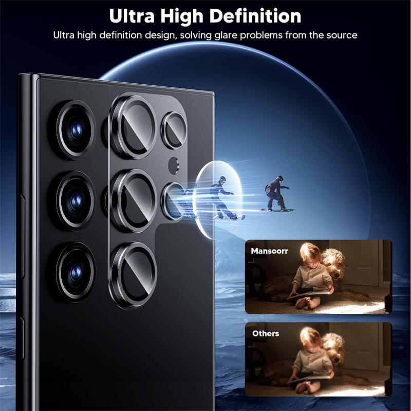 Kovový ochranný kryt objektivu fotoaparátu pro Samsung Galaxy S24 S22 Ultra S23 Plus S24Ultra S24Plus S24+ Kryt objektivu ze skla Příslušenství