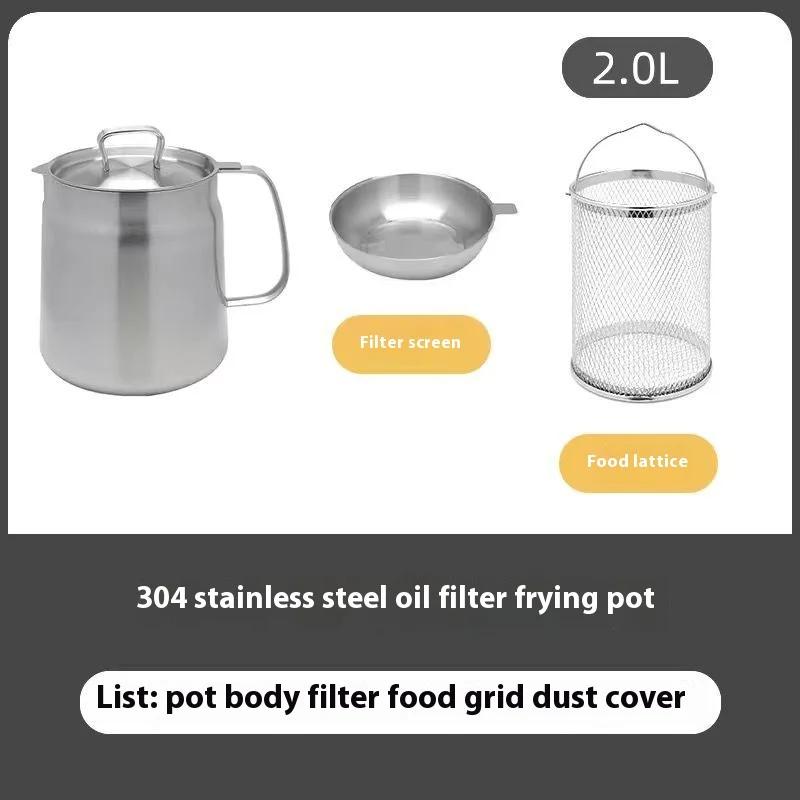 1,5L/2L Edelstahl-Wasserkocher mit Edelstahlsieb Multifunktionstopf Ölfilter Frittierkorb Ölaufbewahrungsbehälter Topf Geschenke