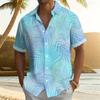Camicia da Uomo Casual Bottoni Corti Manica Corta Stampa Foglie di Palma Tropicale Stile Cubano da Spiaggia